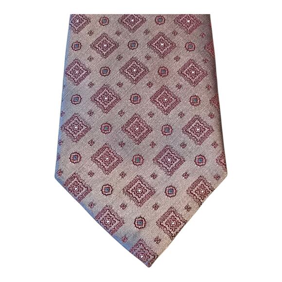 The Mens Store Necktie Geometric Medallion Diamond Print Silk Blend 3.6" Classic - Picture 4 of 6
